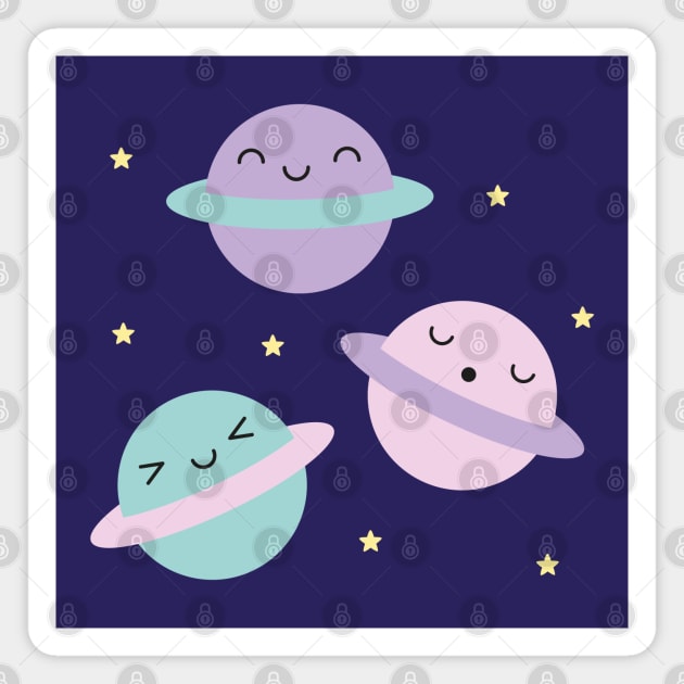 Kawaii Pastel Planets Magnet by marcelinesmith